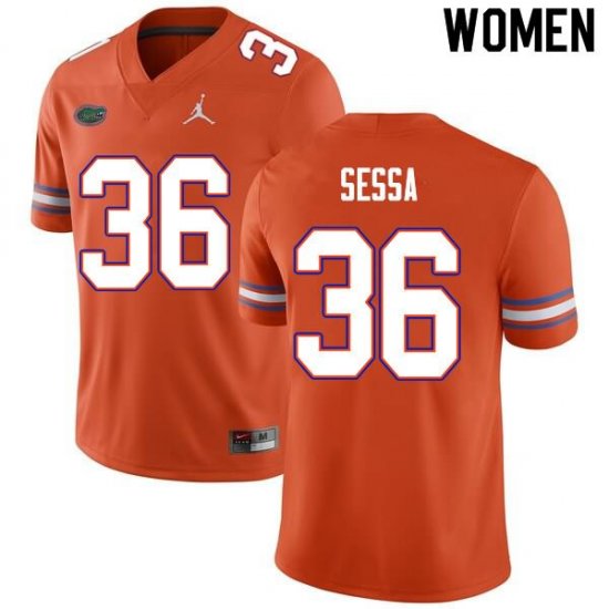 Women's Florida Gators #36 Zack Sessa NCAA Nike Orange Authentic Stitched College Football Jersey BSS0062PN